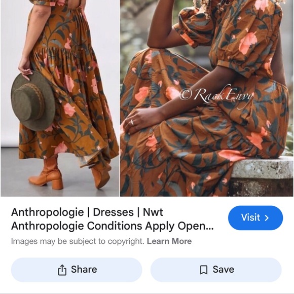 New ANTHROPOLOGIE CONDITIONS APPLY OPEN BACK FLORAL MAXI DRESS IN BROWN S M - Picture 8 of 10